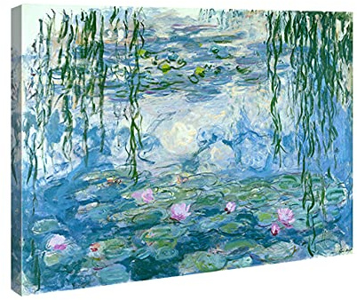 Wieco Art - Water Lilies by Claude Monet Oil Paintings Flowers Reproduction Giclee Canvas Prints Modern Landscape Artwork Picture Printed on Canvas Wall Art for Home Office Decorations