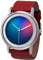 Rainbow Watch Unisex Uhr Quarz Avantgardia Sphere mit rotem Echtleder Armband
