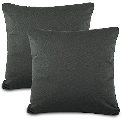 aqua-textil Classic Line Baumwoll Kissenbezug 2er-Set 80 x 80 cm anthrazit grau Kissen Bezug Reißverschluss Jersey Kissenhülle