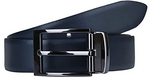 LLoyd Herren Leder Gürtel Wendegürtel bombiert schwarz - blau kürzbar 35mm Ledergürtel , Schwarz/Blau , 85