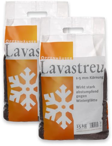 OPPENHÄUSER Lava-Streugut 30kg deutsches Qualitätsprodukt für sichere Wege ideal zur Lagerung im Streugutbehälter - 2x 15kg