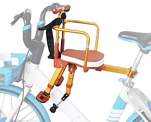 XIEEIX Kinderfahrrad-Sicherheitssitze vorne, faltbarer Baby-Kinderfahrradsitz, verstellbarer Sitz und Fußpedal, geeignet für verschiedene Arten von Fahrrädern
