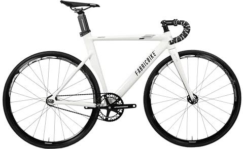 FabricBike Aero - Fixed Gear Bicyclette, Single Speed Fixie Complète moyeu, Cadre en Aluminium et Fourche en Carbone, Roues 28, 5 Couleurs, 3 Dimensions, 7,95 kg (Taille M) (Blanc et Noir, M-54 cm)