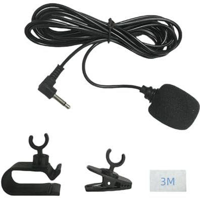 Epronic Car Microphone 3.5 mm External Microphone with Interchangeable Clip Holder Vehicle Micor for Car Stereo Audio GPS Bluetooth Hands-Free Plug and Play