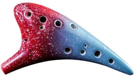 12-Hole Vessel Flute 12 Hole Alto C Ceramic Colorful Pointed Folk Wind | Ceramic Flute Musical Instrument for Children Beginners Kids Students Music Class Practice Schools Players