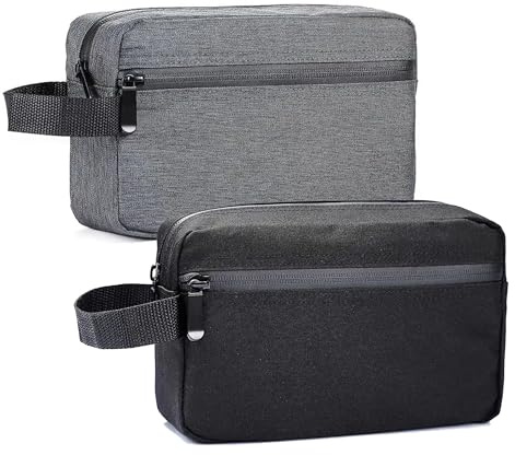 Toiletry Bag for Men and Women, 2PCS Portable Wash Bag With Handle, 22.5x15x6cm, for Toiletries Accessories Cosmetics (Black Grey)