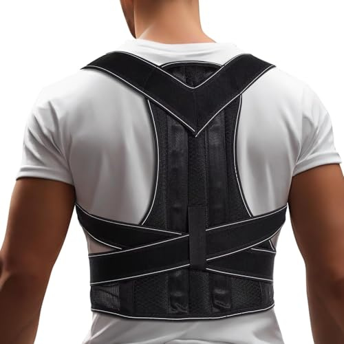 GRISHA Posture Corrector for Men and Women - Comfortable Upper Back Brace, Adjustable Back Straightener Support for Neck, Shoulder and Back M