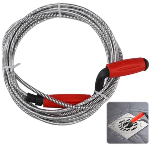 6 mm x 5 m Espiral Alambre Desatascador Tuberias para Atascos Rebeldes en Desagües, Guia Cable Desatascador para Baño y Cocina, Muelle Desatascador de Tuberias para Lavabos, Desagües, Alcantarillas