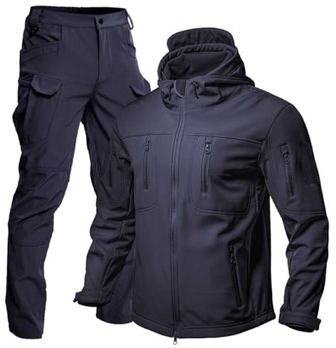 Generisch, tuta da uomo per pesca invernale, spessa, per campeggio, abbigliamento tattico, set impermeabile, con cappuccio, baggy, comodo, tuta tattica, giacca e pantaloni, tuta per pesca