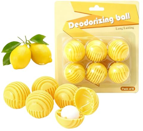6 palline deodoranti per scarpe, deodorante per scarpe al profumo di limone ed eliminatore di odori, deodorante per scarpe da ginnastica, stivali e armadietti, rimozione degli odori riutilizzabili che