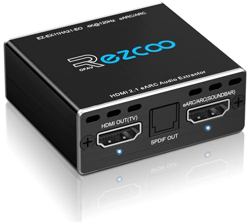 ROFAVEZCO 4K@120Hz HDMI 2.1 eARC Audio Extractor D-olby Atmos Vision VRR ALLM CEC Bypass HDCP2.3 SPDIF Output Plug & Play for Soundbars/Sono-s ARC/eARC/PS5/Xbox