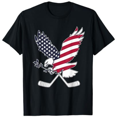 Camiseta De Hockey con Bandera Americana para Hombre Y Niña, Camiseta