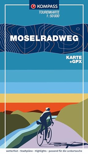 KOMPASS Fahrrad-Tourenkarte Moselradweg von Schengen nach Koblenz 1:50.000: GPX-Datei zum Download, Leporello Karte, reiß- und wetterfest