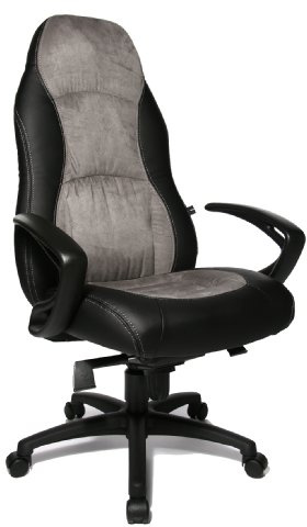 Topstar Speed Chair, Chefsessel, Bürostuhl, Schreibtischstuhl, inkl. Armlehnen, Kunstleder/Mikrofaser, schwarz/grau