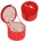 alles-meine.de GmbH 2 in 1: Nähdose + Nadelkissen mit Knopf - Punkte rot Nähkasten Nähkästchen Handarbeitskorb Knopfdose - Polka Dots Utensilien Box