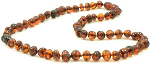 TheNaturalAmber Amber Necklace for Adults – Dark Cognac Baltic Amber Baroque Beads, 45cm, Polished Handmade Amber Jewelry