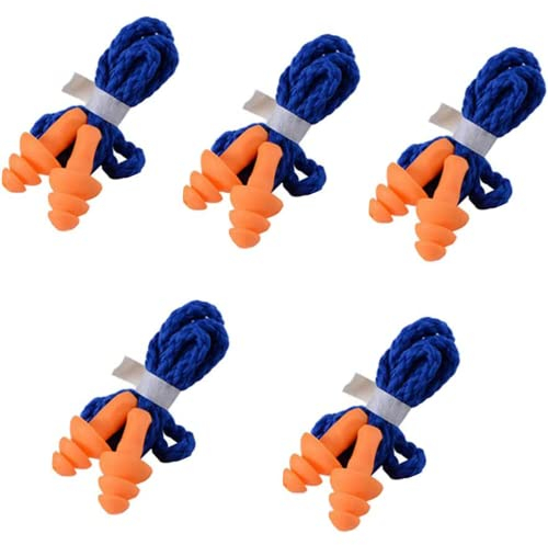 Yizhet 5 Stück Gehörschutzstöpsel Weich wiederverwendbar Silikon mit Schnur