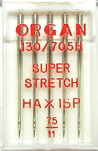 Organ 5 Nähmaschinen Nadeln HA x 1 SP/St. 75 Super Stretch (für System 130/705H) Haushaltsnähmaschinen