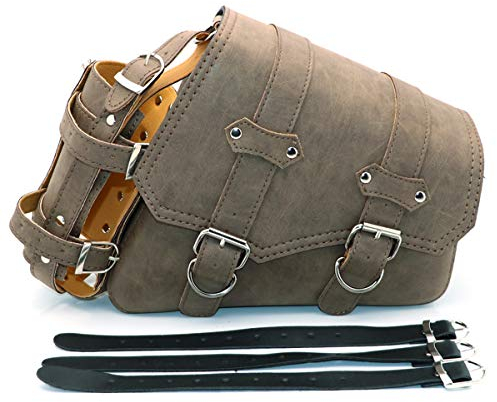 evomosa Universal Motorrad Satteltaschen PU Leder Seitliche Werkzeugtaschen für Satteltasche -Braun (Braun Recht)