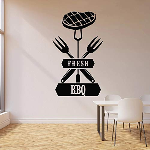 HANZHAO Barbecue Fresco da Parete Manzo Forchetta Menu Barbecue Steak House Decorazione di Interni Adesivi per finestre in Vinile Lettere murali Creative Fisica Studio di Matematica A 42x69 cm