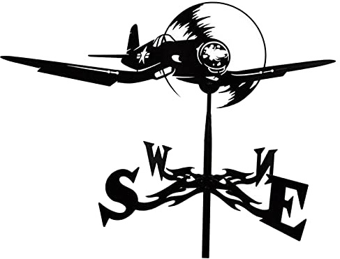 Fenteer Weather Vane 29.5 Weather Vane Retro Farm Scene Weather Vane Professional Measurement Tools Patio Yard Decoration, Plane, 35x75cm