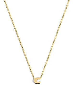 SINGULARU - Collar Personalizado Single Letter. Colgante en Plata de Ley 925 con Acabado Baño de Oro de 18 Kt. Cadena de Talla Unica. Joyas para Mujer. Letra C