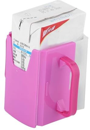 Porta Leche A Prueba De Derrames, Ajustable Reutilizable PP Porta Jugo Porta Vaso De Leche Herramienta De Cocina Infantil con Mango para Niños Pequeños Y Bebés(Rojo Rosa)