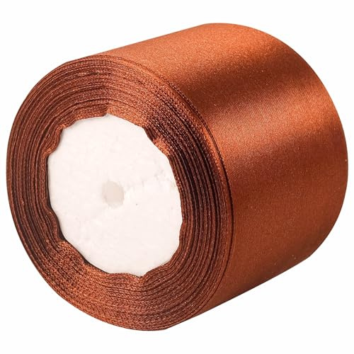 75mm Wide Dark Brown Ribbon Thick Satin Ribbon 22m, 3 inch Thick Brown Ribbon for Gift Wrapping Wedding Car Christmas Birthday Cake Hair Bow Florist Bouquet Crafts Decorations