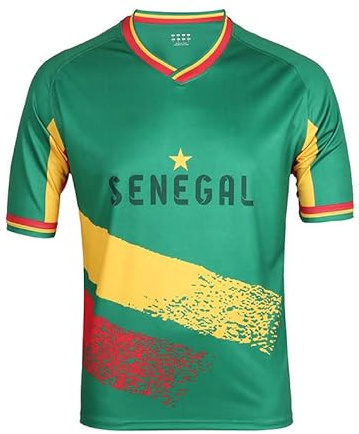 Qatar Coppa del Mondo di Calcio Maglietta Fan Maglia da allenamento Uomo Donna Stampa Manica Corta Girocollo Sportivo Elastico Traspirante Asciugatura veloce T Shirt Senegal XL