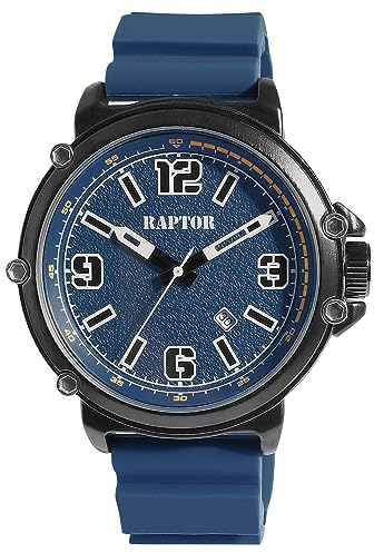 Raptor Xander Herren-Uhr Silikon Armband Datum Analog Quarz RA20375 (blau)