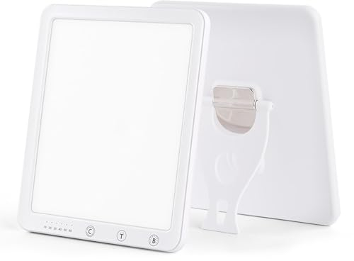 Meichoon Lichttherapielampe 10000 Lux LED Smarte Bionische Sonne 3 Farbtemperaturen Einstellen 5 Helligkeitsstufen und Timer Geeignet für Büro Zuhause und Reisen