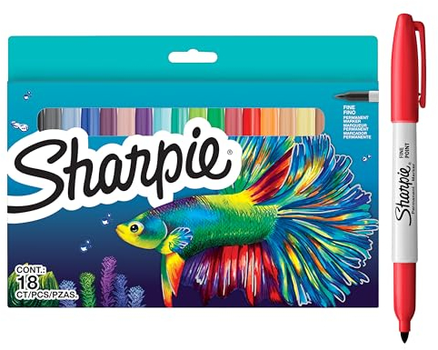 Sharpie Permanent Marker Set | Limited Edition Colour Assortment | Fine Point | 18 Count Marker Pens | Back to School Set