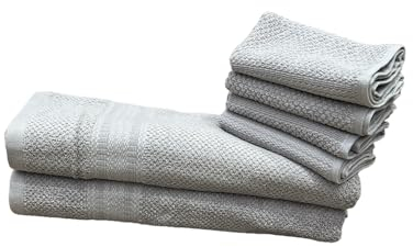 Bassetti 6-teiliges Set aus weichem Handtuch, 480 g, 100 % Baumwolle (2 Handtücher à 55 x 105 cm + 4 Waschlappen à 30 x 30 cm) (Schatten)