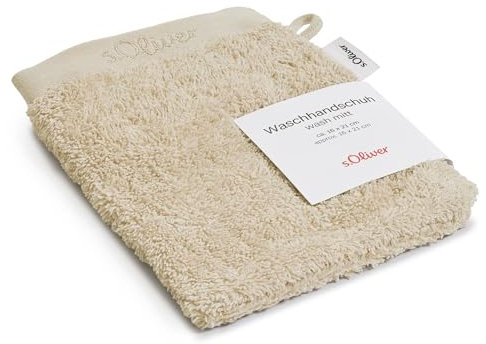 s.Oliver Waschlappen 16x21 cm - 100% Baumwolle, 600 g/m², weich & angenehm, Waschhandschuh beige