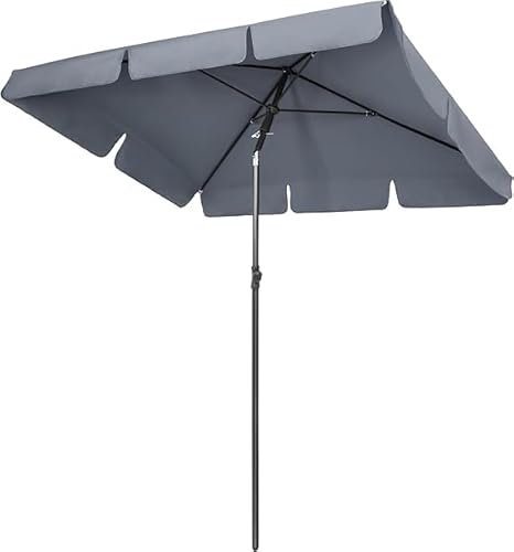 TLGREEN Parasol de jardin rectangulaire - 200 x 125 cm - Parasol de jardin pliable - Protection solaire UV 50+ 180 g/m² - Pour balcon et terrasse, gris, 200 x 125 cm