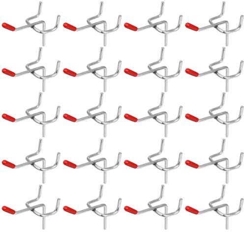 GNAUMORE Crochets pour Panneau Perforé Porte Mural,Crochets pour Panneaux Perforés,Crochet pour Panneau Perforé 33mm,Crochet Panneau Perforé Mural,Crochet Panneau Mural en Acier Inoxydable,20pcs