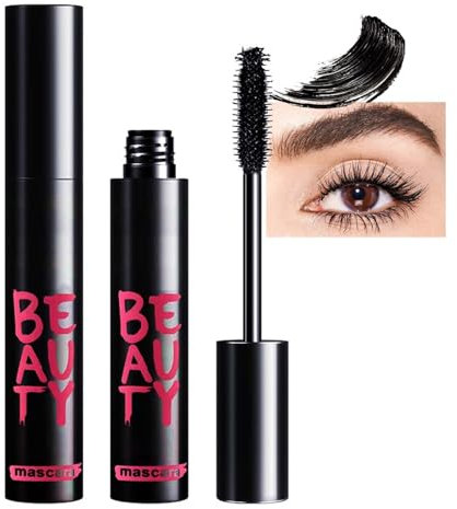 Mascara Wasserfest Schwarz, 5D Wimperntusche für Extra Volumen & Definition, Verlängerung Wimperntusche Lange Wimpern mit Pflege Formel, Volumizing & Curling, Lang anhaltende & Wischfest Augen Make Up