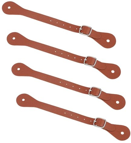 NICENEEDED 4 pz. Cinghie per Speroni in Pelle, Cinturino Singolo per Sperone in Pelle Marrone, Cinghie Regolabili per Stivali Attrezzatura Equestre per Esterni