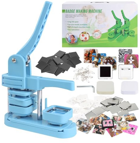 Goodcrafter Fridge Magnet Button Maker Machine,2-in-1 Fridge Magnet & Button Maker Machine, 50mm/1.97 inch Square Magnets Badge Maker Machine with 550 Free Parts (Includes 50 Pins)