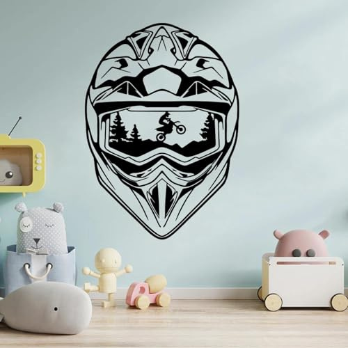 Grand autocollant mural pour casque de motocross, pour salle de jeux pour adolescents, autocollant mural pour casque de moto, décoration artistique pour chambre à coucher