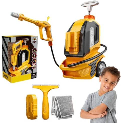 Laveuse à pression d'eau pour enfants - jouet Play nettoyage de voiture | Sponge et serviette Scheegee comprenaient la machine à laver propre avec roues