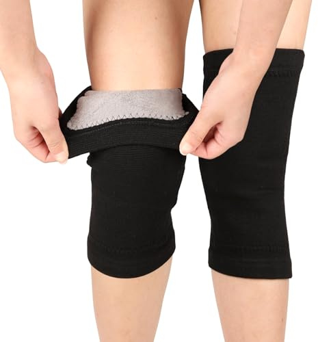 viiotu Knee Warmers for Women Men,Soft Thermal Knee Sleeve with Warm Lining Stretchy Knit for Arthritic Night Sleep Elders Gift (Black, M)