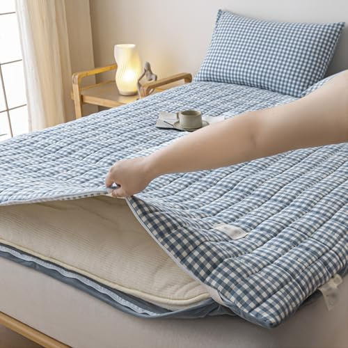 Dubbelsidig futonmadrass 150 x 200 cm – tvättbar och avtagbar golvsovmatta för camping, bäddsoffa och stol – mångsidig rullmadrass för individuell eller dubbel användning
