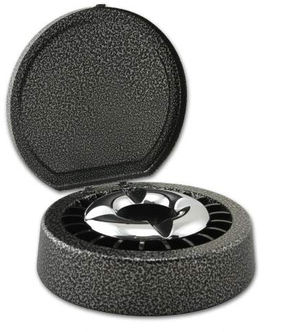 Aschenbecher mit Sterneinsatz und Deckel aus Metall in grau meliert matt silber