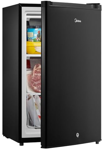 Midea MRU03M2ABB Upright Freezer, 3.0 Cubic Feet Mini Freezer, For Kitchen Apartment Office Basement or Dormitory, Black