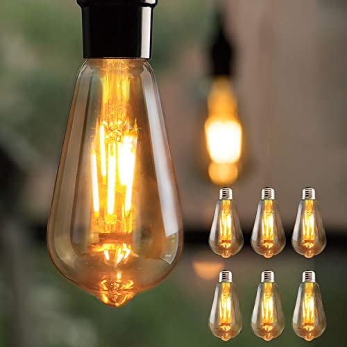 GBLY 6x LED Vintage Edison Glühbirne E27 4W Retro Glühlampe ST64 Leuchtmittel LED Filament Dekorative Lampen 2700K Warmweiß Licht Antike Beleuchtung für Haus Café Bar Restaurant