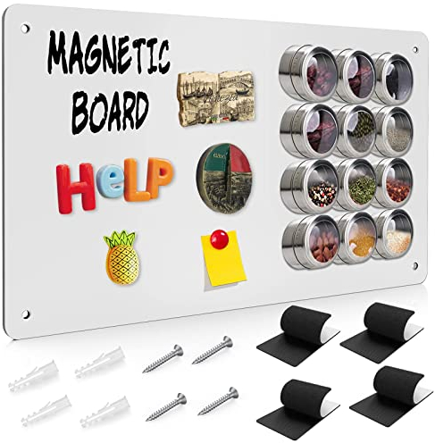 Raweao Magnettafel Magnetboard, Magnetische Metalltafel Wandtafeln, Magnetische Kreidetafel, 43 x 29,3 x 0,08 cm Ultradünn aus Rostfreier Stahl, Rahmenlos Metallische Tafel