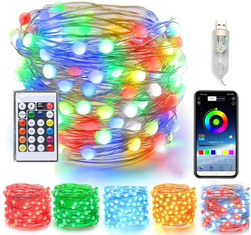 Guirlande lumineuse LED 5m, USB Dream Color Guirlande lumineuse IP65 10m,Led Chambre Bluetooth,Led Contrôlé par Télécommande APP,Utilisé pour la décoration de maison de chambre à coucher.