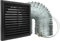 VENTS Cooker Hood Duct Vent Kit, 150mm (6-inch) Diameter. Black Louvered Grille with Insect Fly Mesh, 2 Jubilee Clips, 3 Meters Semi-Rigid Metal Aluminium Ducting, (VENTS-CHK-150-3-VSBL)