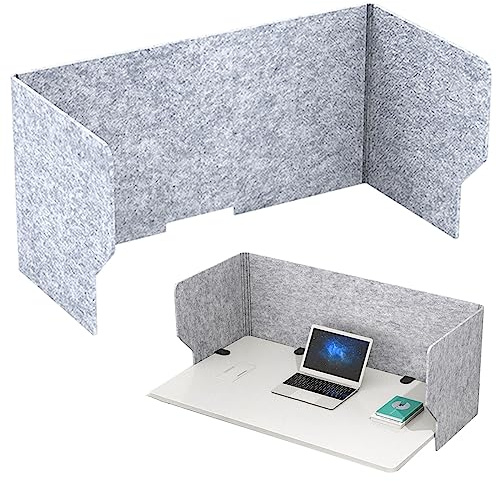 SAGIDAR Divisor Acústico para Escritorio, Separador De Mesa Oficina 60/80/100cm, Panel De Privacidad Absorción De Sonido, 3 Lados-En Forma De U, Espesor 9mm, Partición para Escritorios Plegable